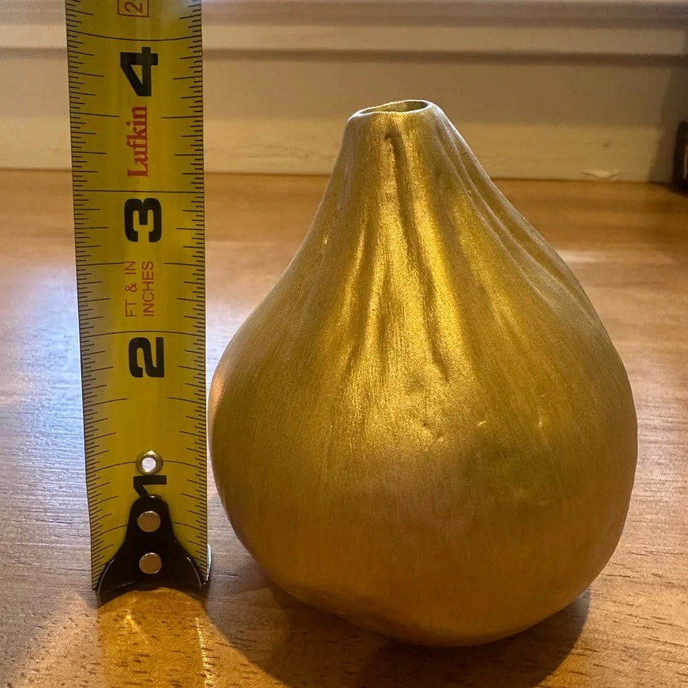 Modern Gold Metallic Bud Vase – Organic Fig Shape – Chic Home Decor